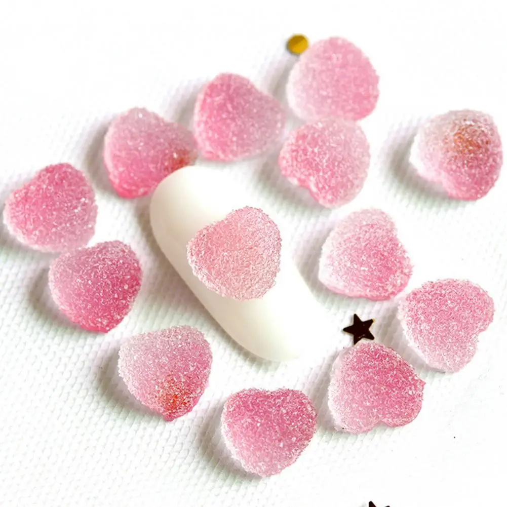 

10Pcs Nail Art Accessories Heart Nail Decoration Exquisite DIY 3D Effect Soft Clay Nail Art Jewelry Fondant Stars for Women