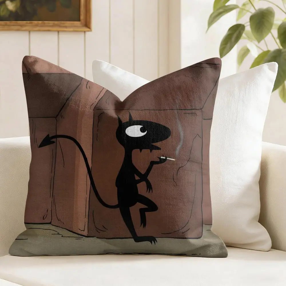 Фото Чехол для подушки D-Disenchantment Luci Devil из органического льна, квадратный, прочный, гипоаллергенный и нежный к коже №4