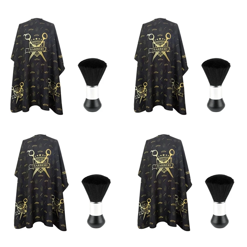 

4X Barber Capes For Men Women Hair Cutting Cape Professional Salon Cape Hairdressing Cape With Neck Duster Brush