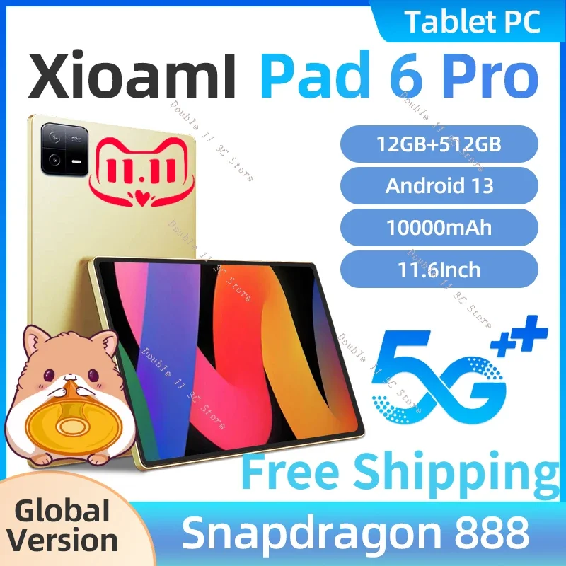 

2024 Original Global Version Pad 6 Pro Tablet PC Snapdragon 888 Octa Core 16GB 512GB Android 13 11 Inch HD Screen 5G Tablet PC