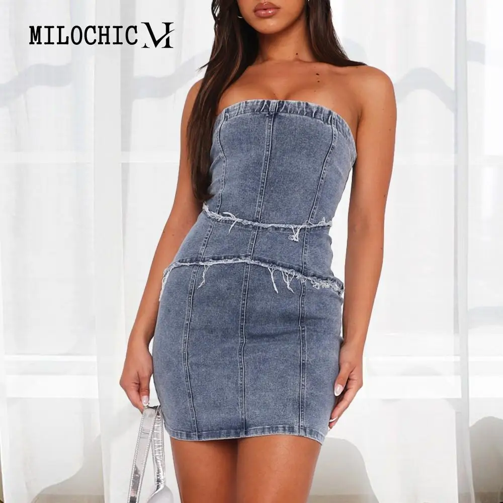 

Женское цельное платье с открытыми плечами, винтажное платье без бретелек, облегающее однотонное платье без рукавов, уличный костюм