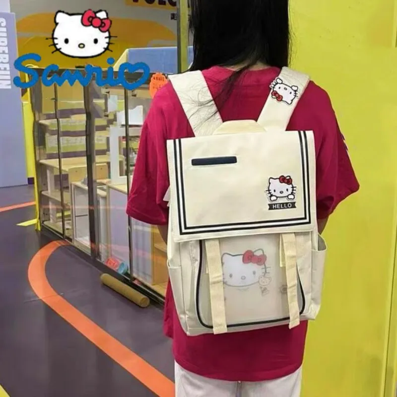 

Рюкзак Hello Kitty Sanrio, ограниченная Новинка, милый рюкзак для девочек, учеников младшей и старшей школы, рюкзаки с принтом для детей