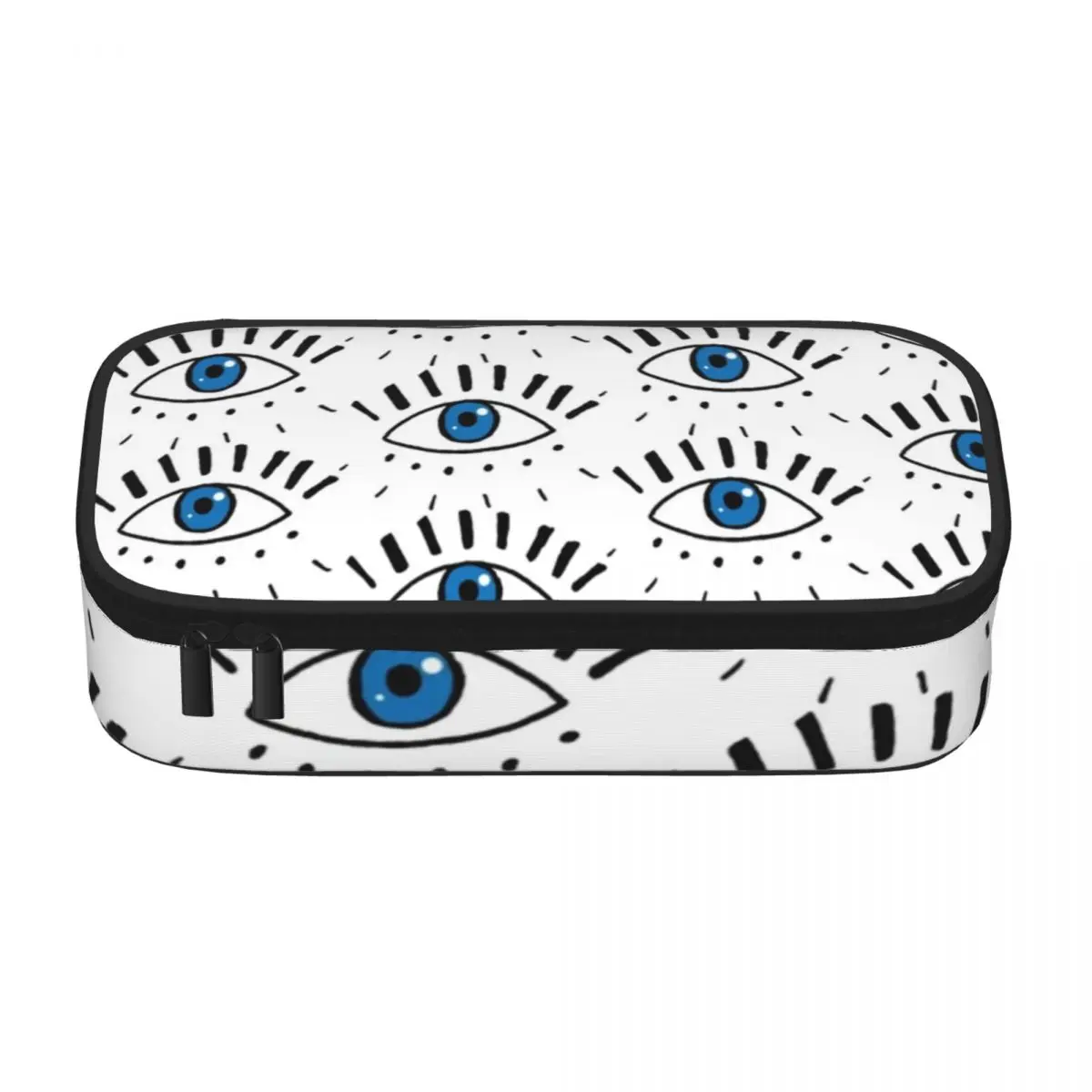 Dark Blue Eyes Pencil Case Sketchy Eye Design Eyeball Teens Elementary School Zipper Pencil Box Big Cool Pen Bag
