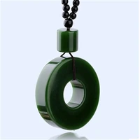 hot selling natural hand carve hetian jade jade pingan buckle spinach green necklacependant fashion jewelry men women luckgifts