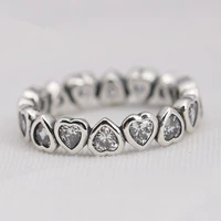 authentic 925 sterling silver forever more love heart with crystal ring for women wedding party europe pandora jewelry