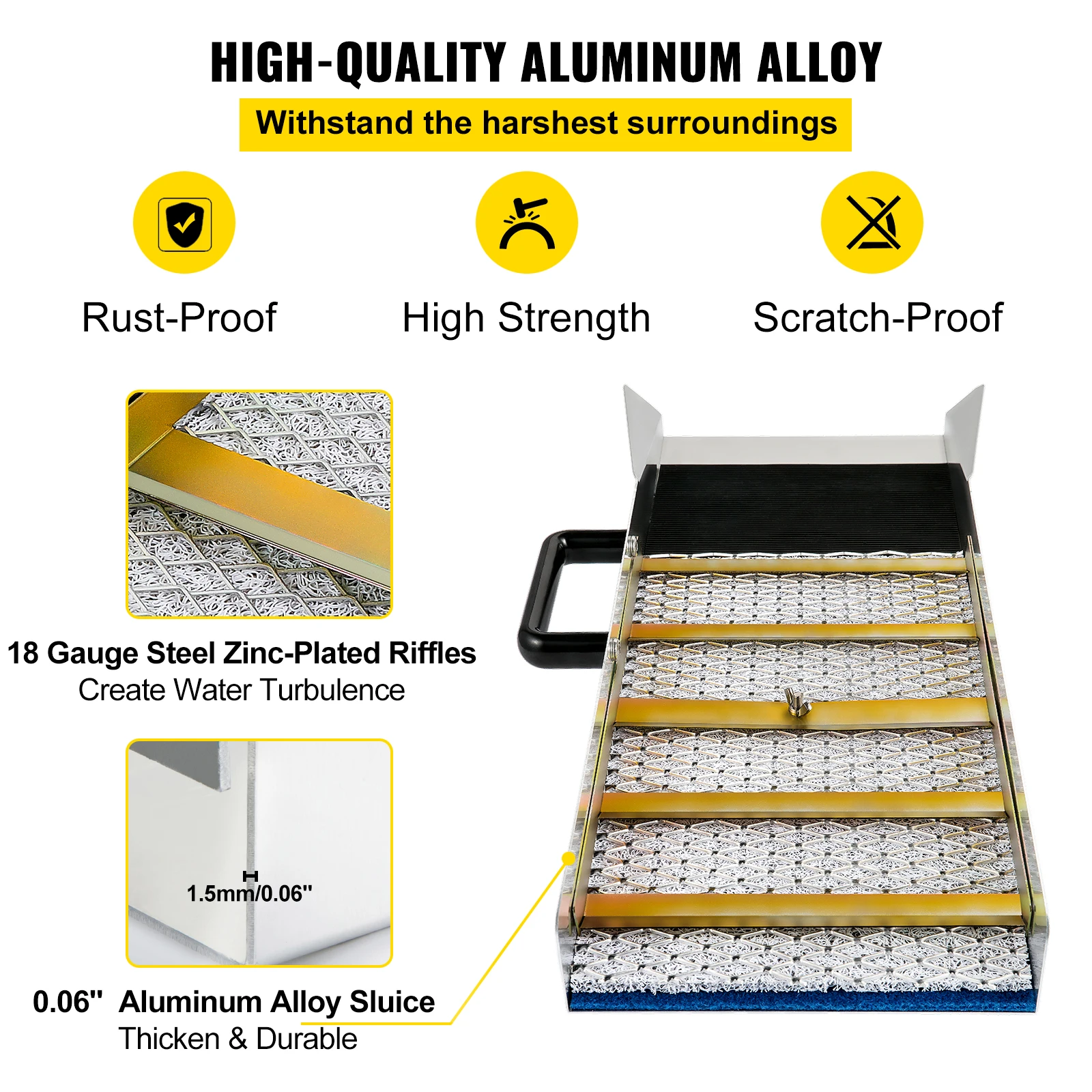 VEVOR Aluminum Alloy Sluice Box with Digital Pocket Scale 24/30/36/50in Portable Manual Gold Jewelry Panning Prospecting Tools 4 VEVOR Aluminum Alloy Sluice Box with Digital Pocket Scale 24/30/36/50in Portable Manual Gold Jewelry Panning Prospecting Tools 4