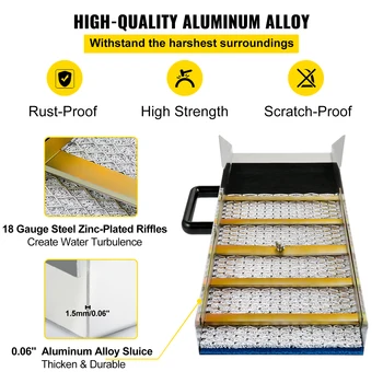 VEVOR Aluminum Alloy Sluice Box with Digital Pocket Scale 24/30/36/50in Portable Manual Gold Jewelry Panning Prospecting Tools 4