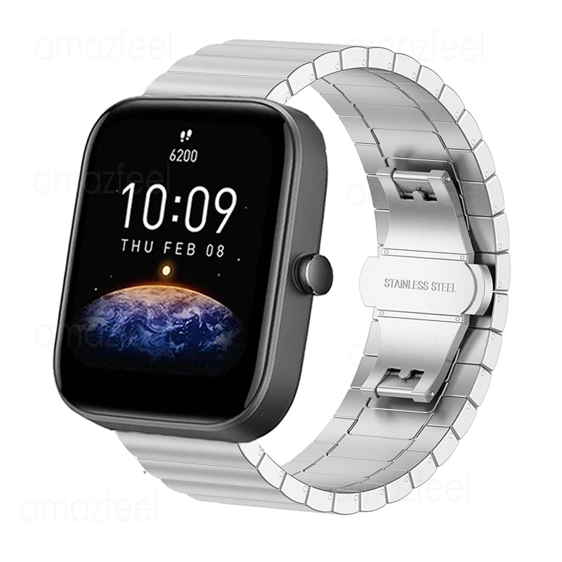

20mm Metal Strap For Amazfit Bip 3/3 Pro Smart Watch Accessories Stainless Steel Watchband For Amazfit GTS 3 2 2e mini Bracelets