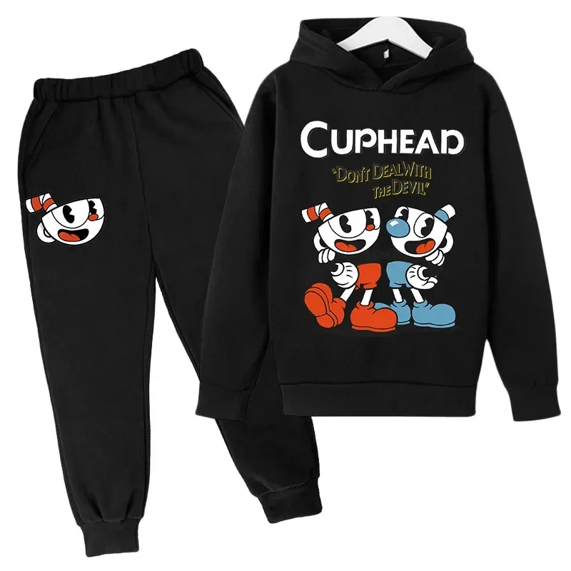 

Children's Hoodie Teacup Head Casual Sportswear Boys Girls Spring Cartoon Printing Toddler Set Advanced Fabrics Clothing