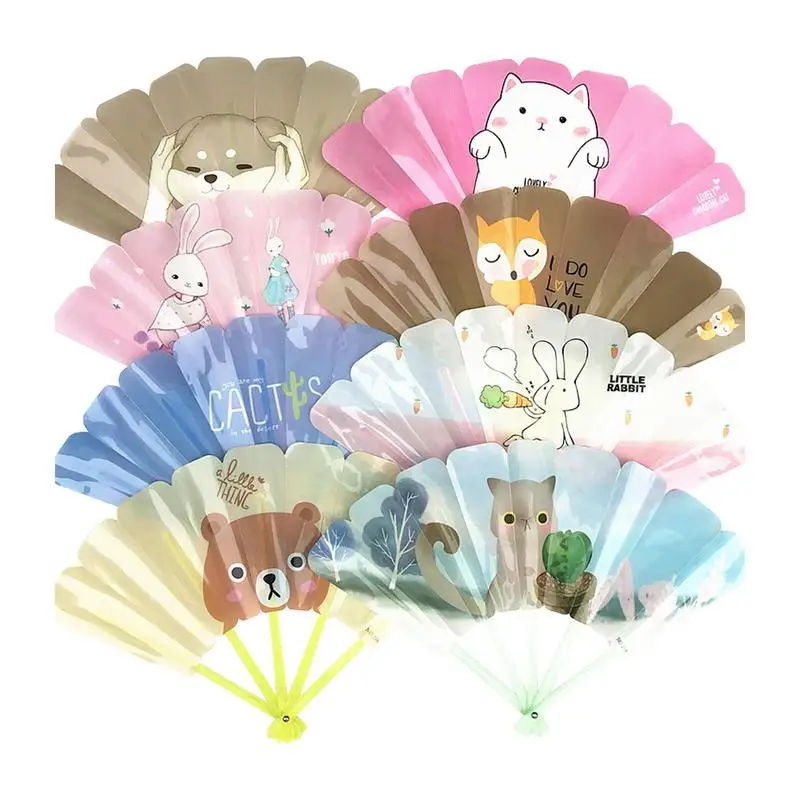 

1PC Fashionable Summer Fans Small Handheld Folding Fans Creative Hand Painted Cartoon Patterns Home Decoration For Women Kids