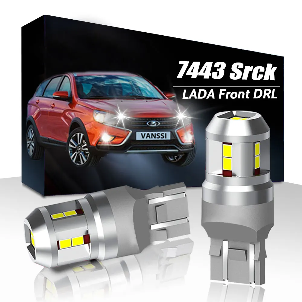VANSSI 2 шт. T20 7443 Srck W21/5 Вт светодиодный ная лампа для LADA Vesta Granta дневные ходовые огни и