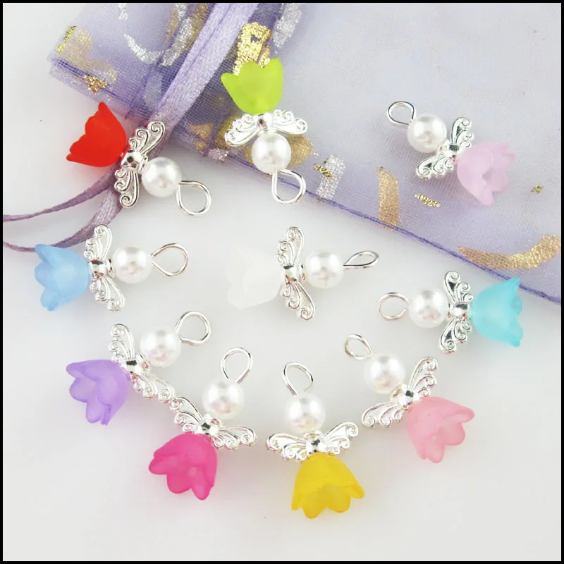 20 шт., акриловые Подвески с ангелом, 14 х19 мм