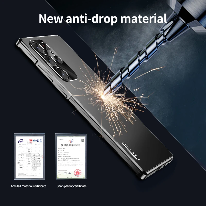 Official Magnetic Metal Fram Case For Samsung Galaxy S22 S21Ultra Built in Aluminium Alloy Camera Protect Matte Ultra-Thin Cover