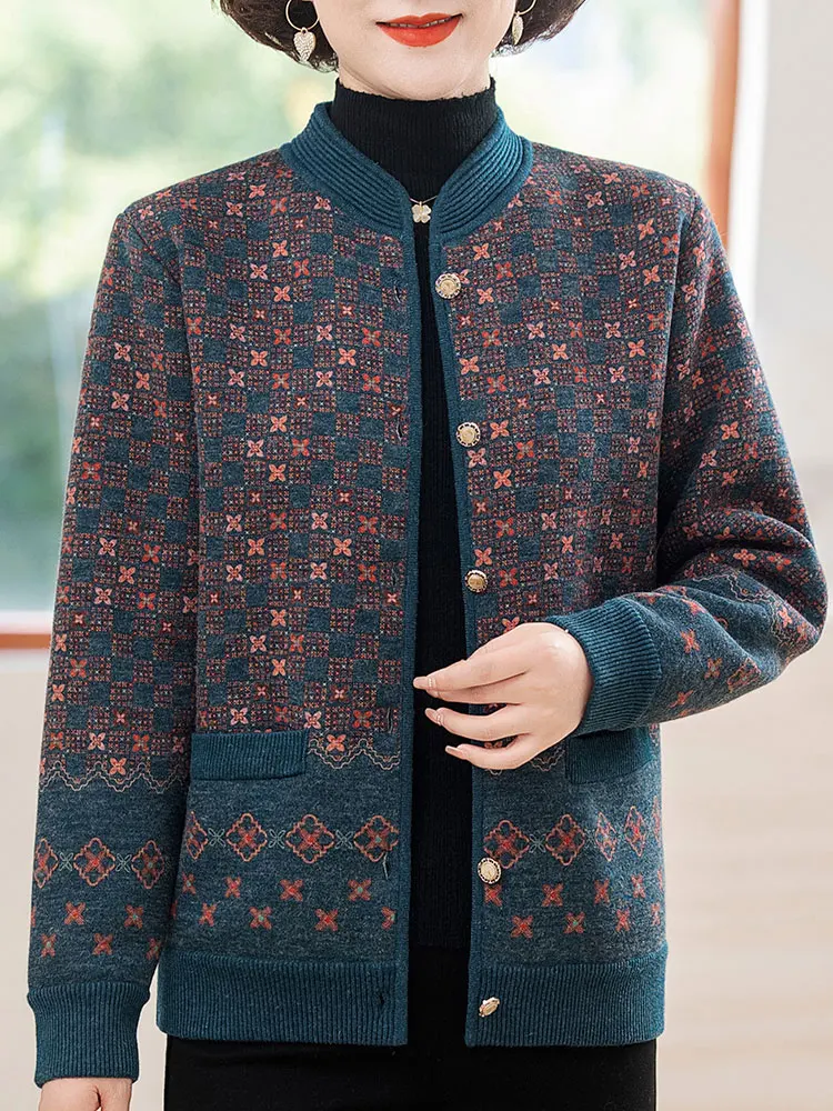 Зимняя одежда Hengyuanxiang для людей среднего и пожилого возраста вязаная верхняя