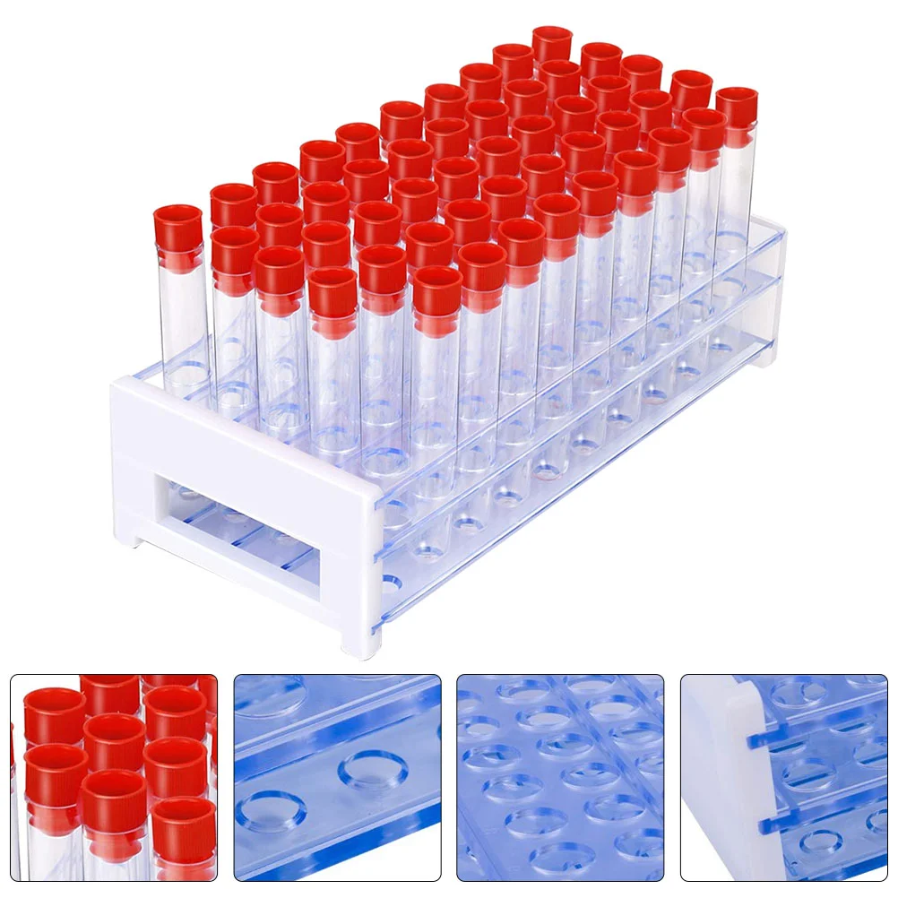 

51 Pcs Test Tube Plastic Tubes Rack Disposable Lid Cover Science Experiment Chemistry Equipment Laboratory
