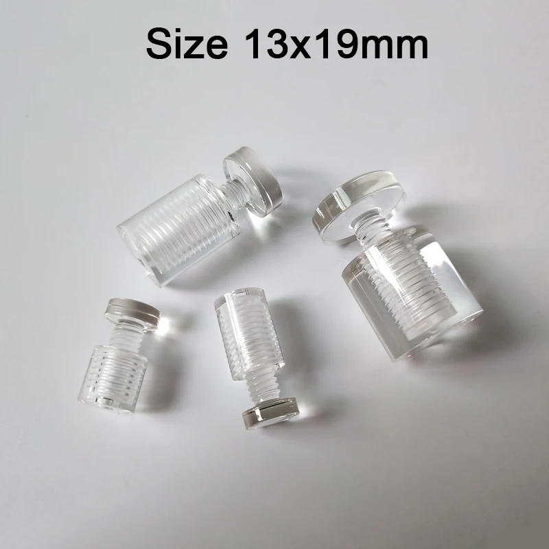 

HOT 200PCS 13X19mm Transparent Acrylic Standoffs Pins Advertising Screws Wallmount Sign Light box Billboard Glass Standoff Nails