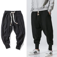 chinese style harem pants men streetwear casual joggers mens pants cotton linen sweatpants ankle length men trousers m 5xl