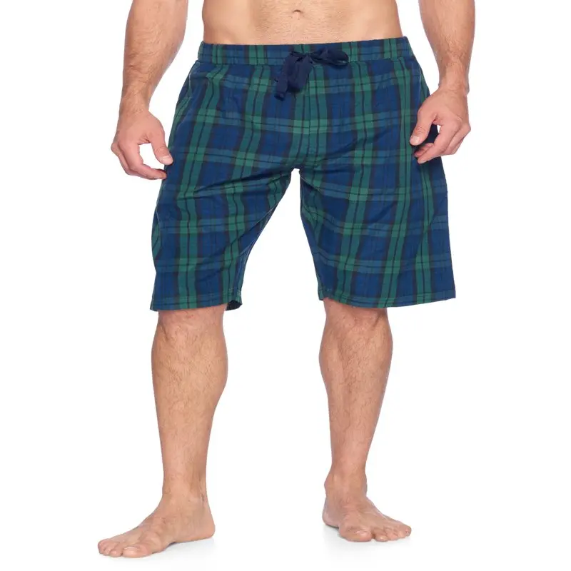 Ashford &  Mens Woven Short Sleeve Pajama Shorts Set  Green Blackwatch  XL