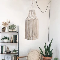 boho macrame lamp shade hanging pendant handwoven long tassels light cover tapestries modern home office bedroom decor