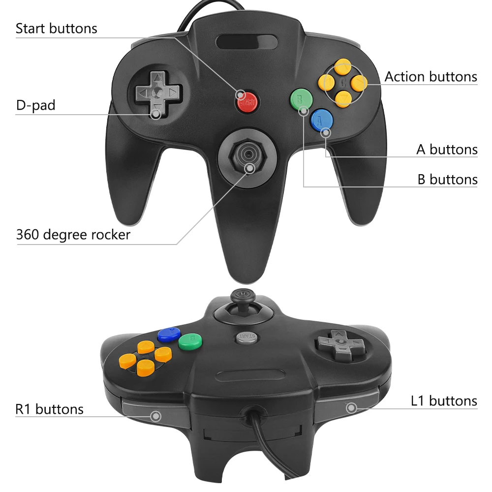 N64 USB проводной геймпад контроллер джойстик для компьютера Mac ПК классические