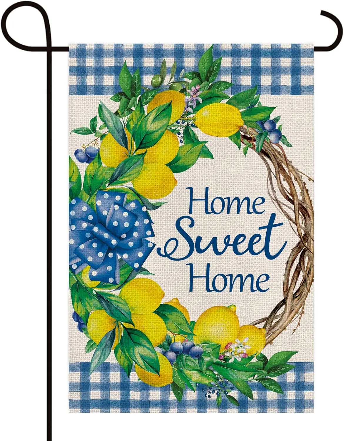 Texupday Home Sweet Венок с лимонными фруктами украшение двухсторонняя мешковина садовый