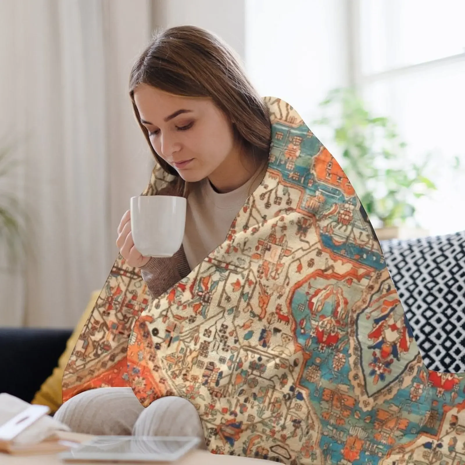 Одеяло с принтом Mohtashan Kashan Persian Rug одеяла и на Хэллоуин