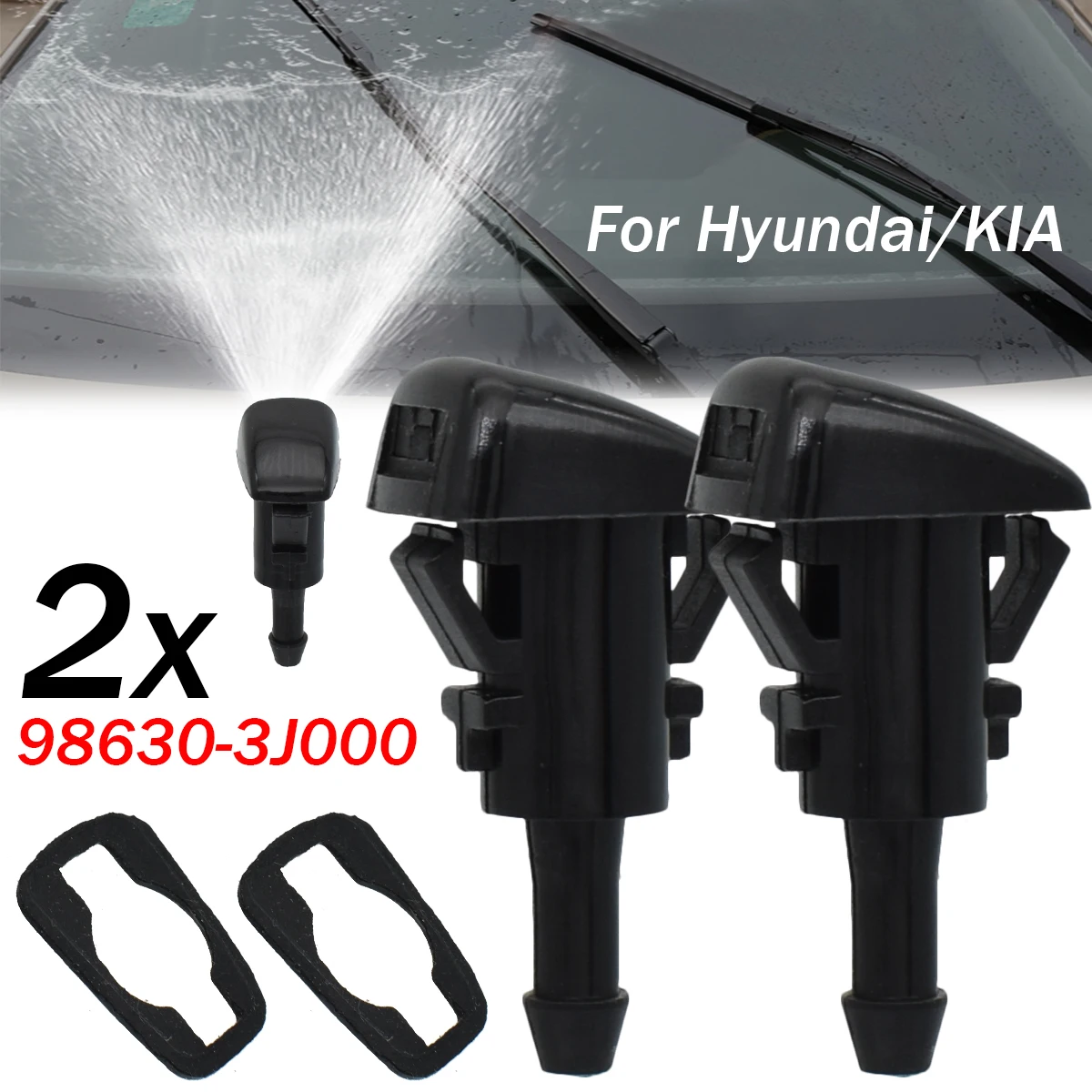 

2 форсунки омывателя переднего стекла для Hyundai Solaris 2010-2014 Verna Creta Veracruz ix55 ix35 ix25 Kia 98630 3J000