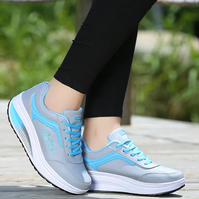 Lady Fashion Fitness Shoes Sport Breathable Shake Shoes Women Mesh Shoes Casual Platform Sneakers