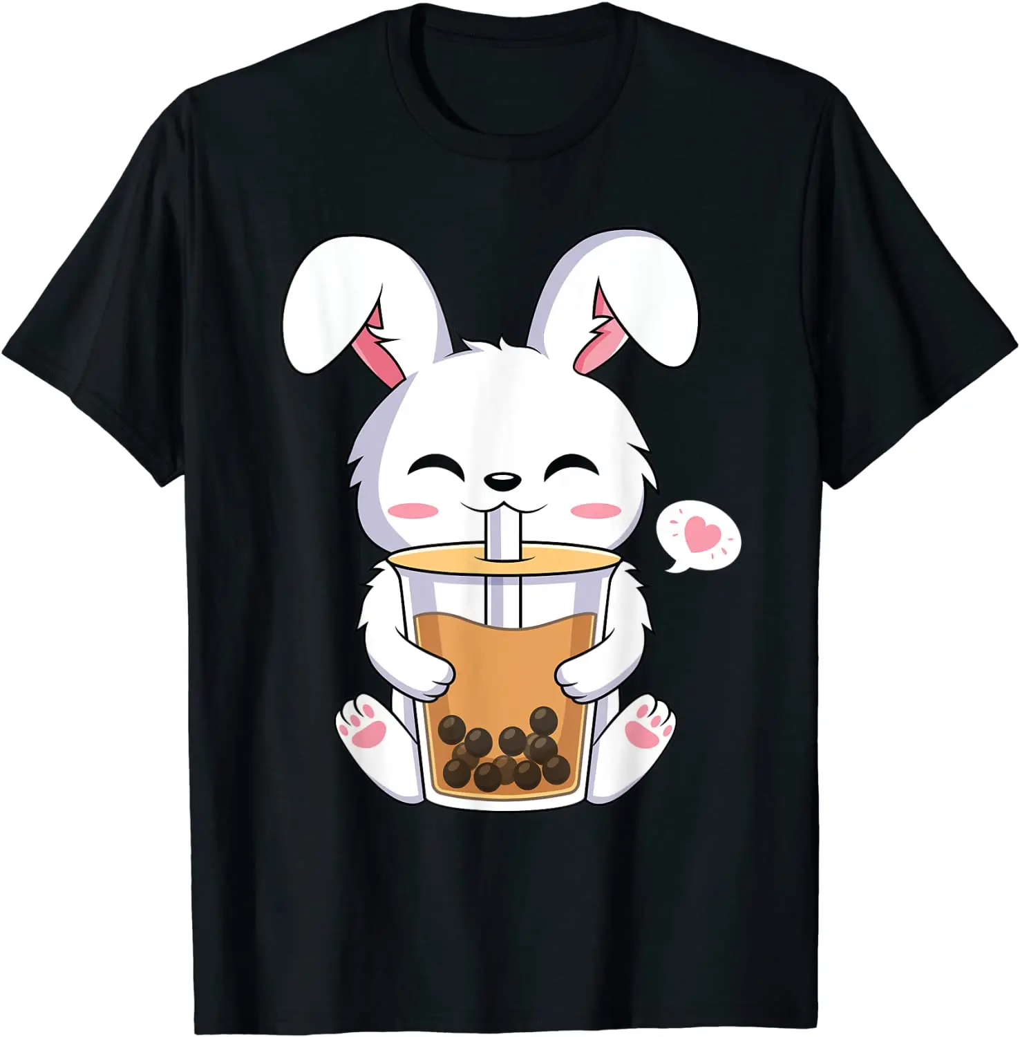 

Kawaii аниме кролик питьевой Boba чай кролик влюбленная футболка