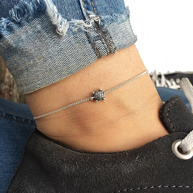 

Vintage Simple Chain Sea Turtle Anklet For Women Anklet Bracelet on The Leg Handmade Jewelry Summer Retro Charm Sandals