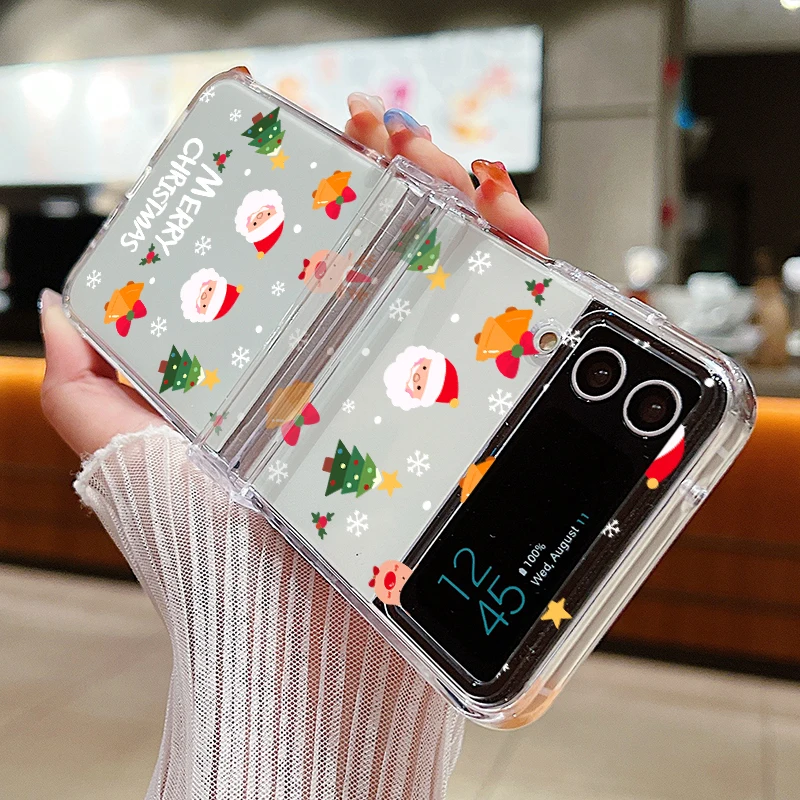Рождественский чехол с принтом Санта-Клауса и лося на шарнирах для Samsung Galaxy Z Flip 6 5