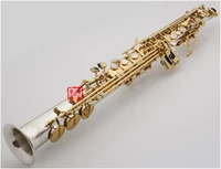 soprano saxophone w037 nickel silver high quality straight b flat sax musical free shipping with hard boxs