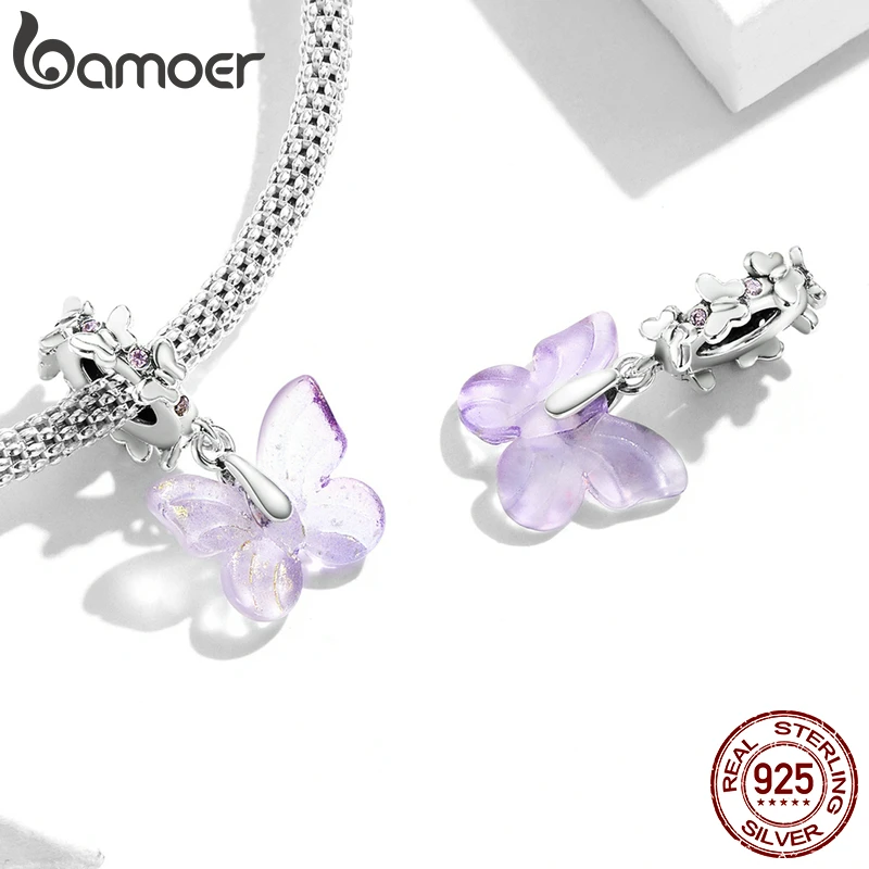 BAMOER серебро 925 пробы персиковая подвеска птица стрекоза подвески подходят для
