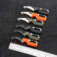 portable express parcel knife stainless fast serrated hook knife for outdoor camping carry on unpacking keychain folding cutter