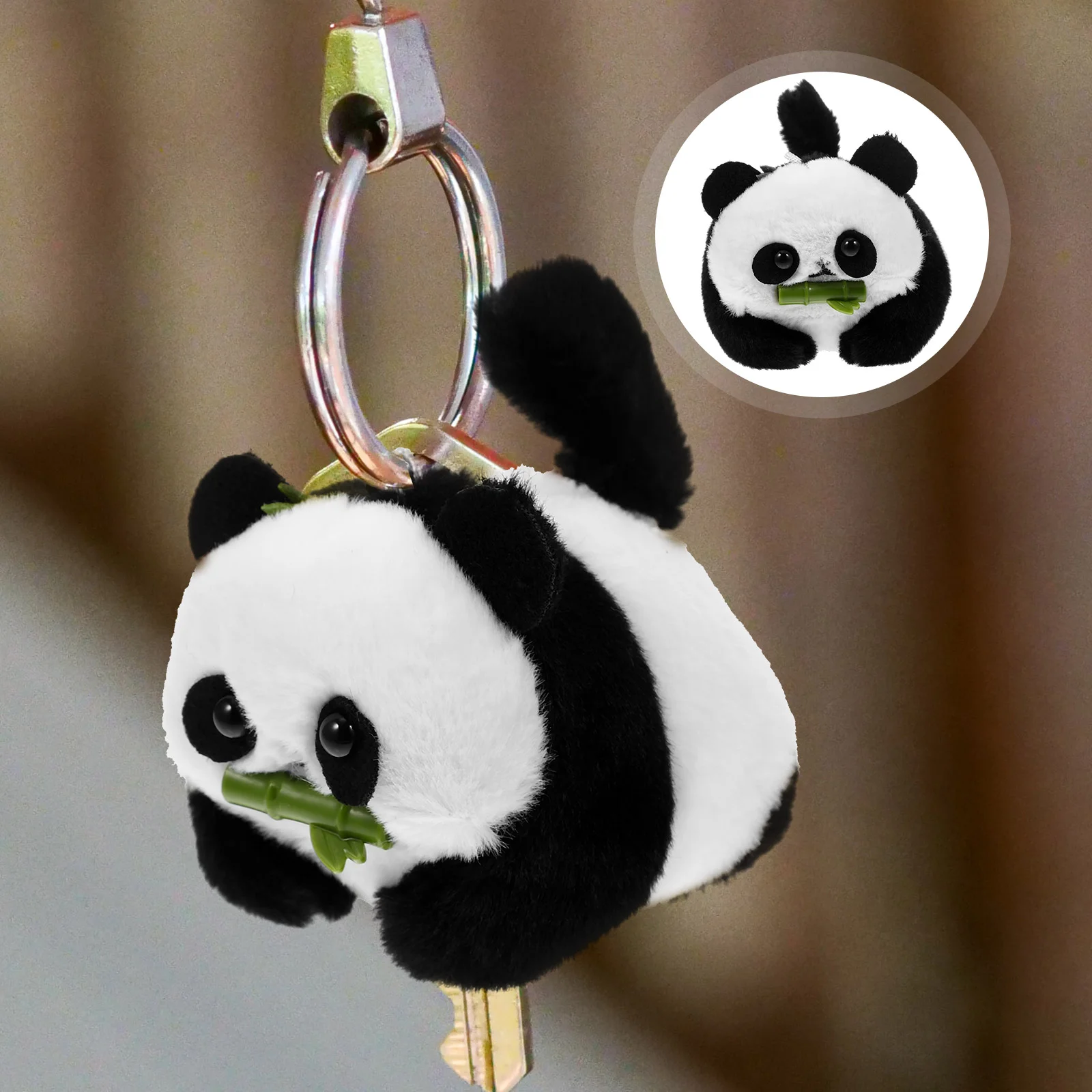 

Panda Tail Wagging Pendant Animal Keychain Plush Car Hanging Decors Adorable Bag Lovely Animal-shaped Fob