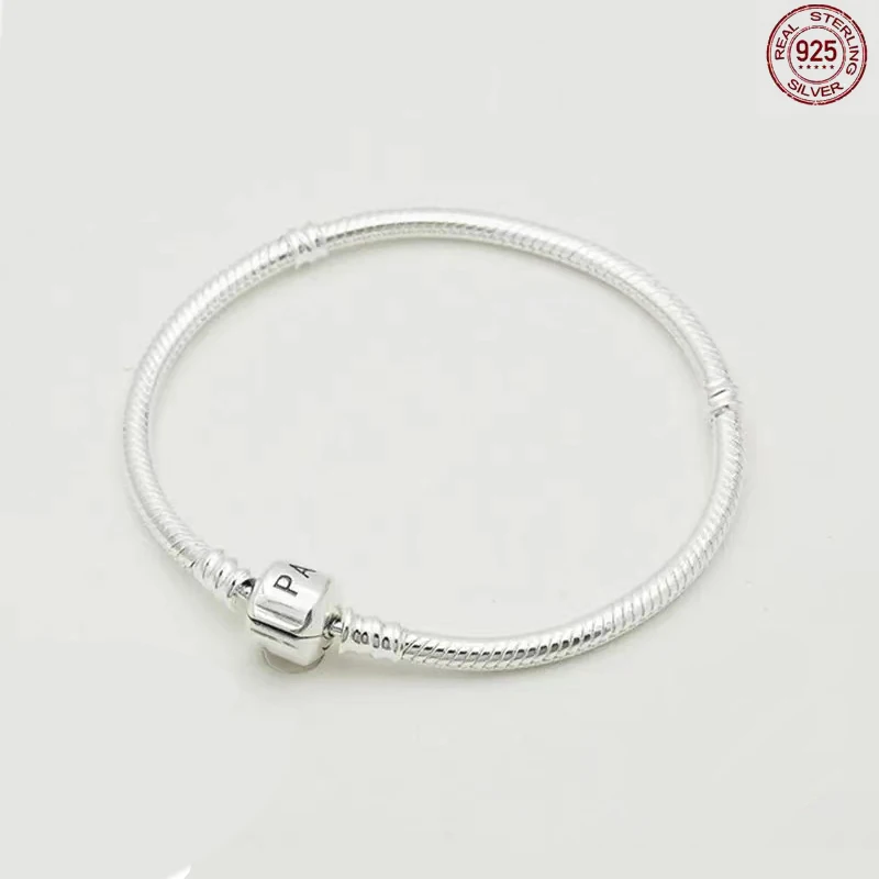 

Fashionable S925 Sterling Silver Couple Snake Bone Pattern Series Bracelet with Charming Beads DIY Exquisite Jewelry