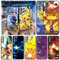 anime pokemon pikachu for samsung galaxy s22 s21 s20 fe ultra pro lite s10 5g s10e s9 s8 plus black soft funda capa phone case