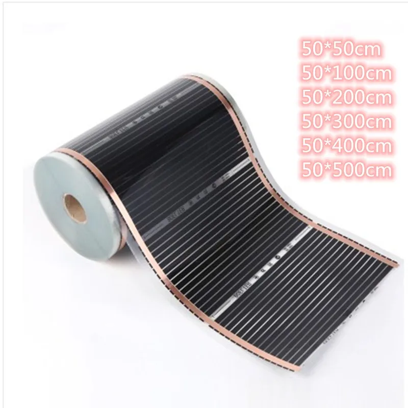 

All Sizes 220V 50cm Width Healthy Floor Heating Infrared Underfloor Heating Carbon Film Heater Electric Floor Warming Mat 220W