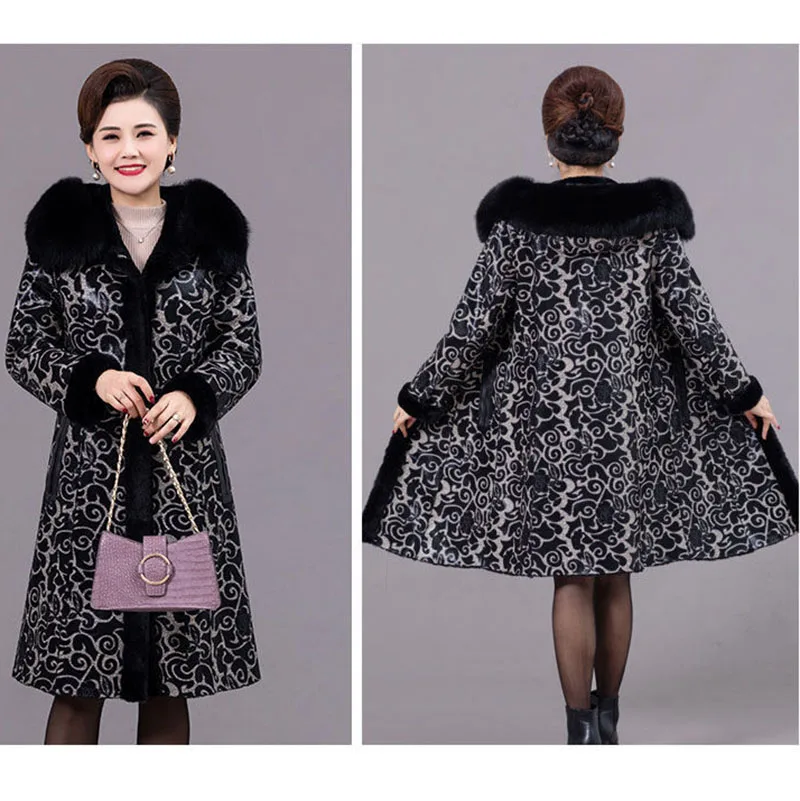 Winter Fur Coat Jacket Women New Middle-aged Female One Piece Of Fur Overcoat Mid-length Fashion Double-sided Fur Outwear