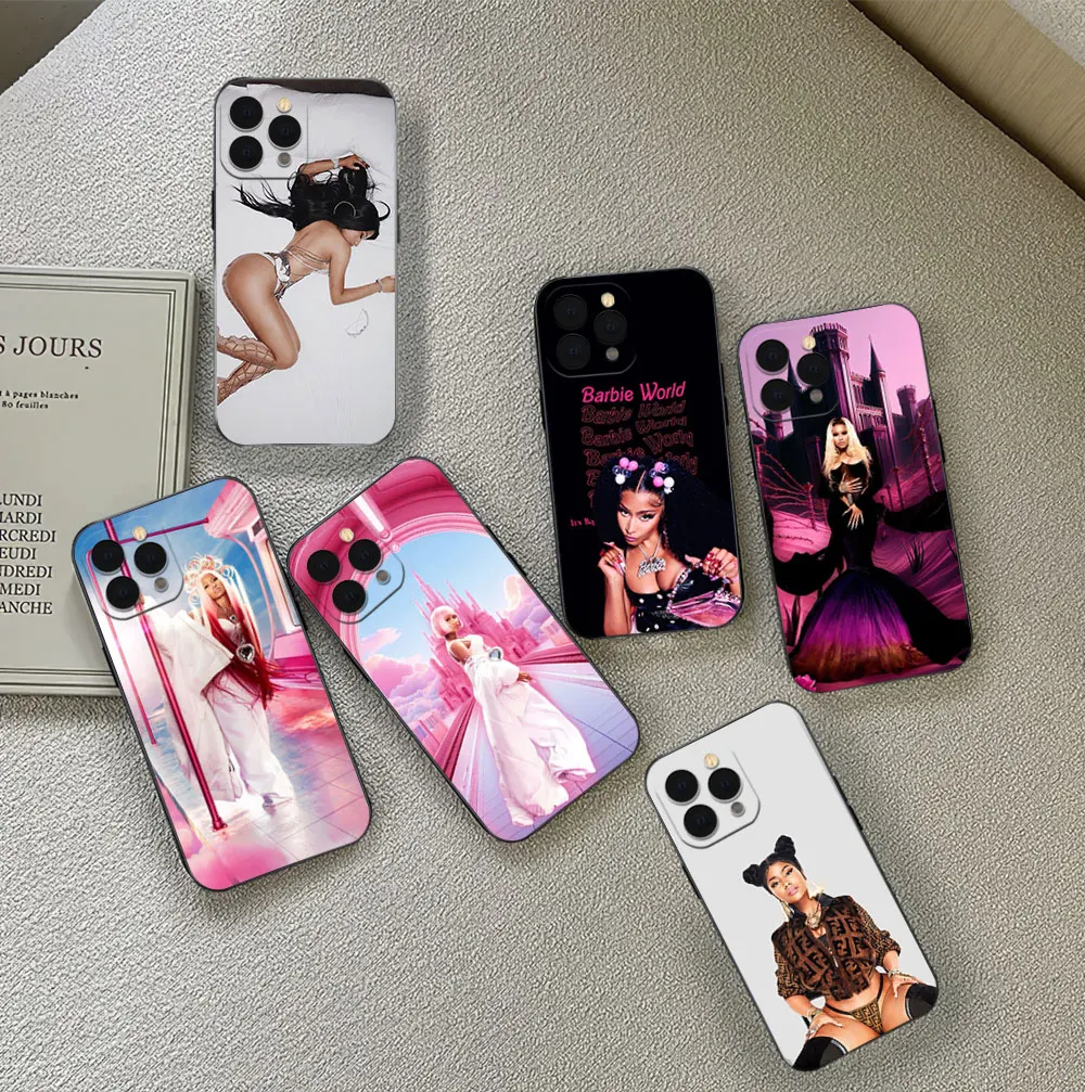 Phone Case For iPhone 12 11 13 14 15 16 Max Pro Plus Black Soft Silicone Cover Singer Nicki M-Minaj