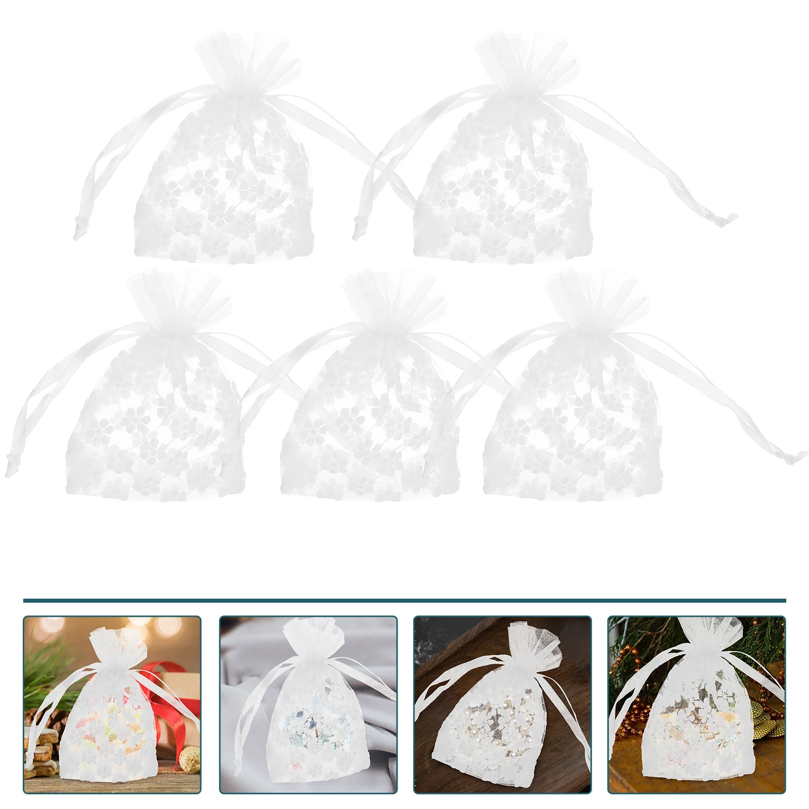 

Small Gift Bags Earring Favor Drawstring Mesh Jewelry Tiny Candy Storage Goodie