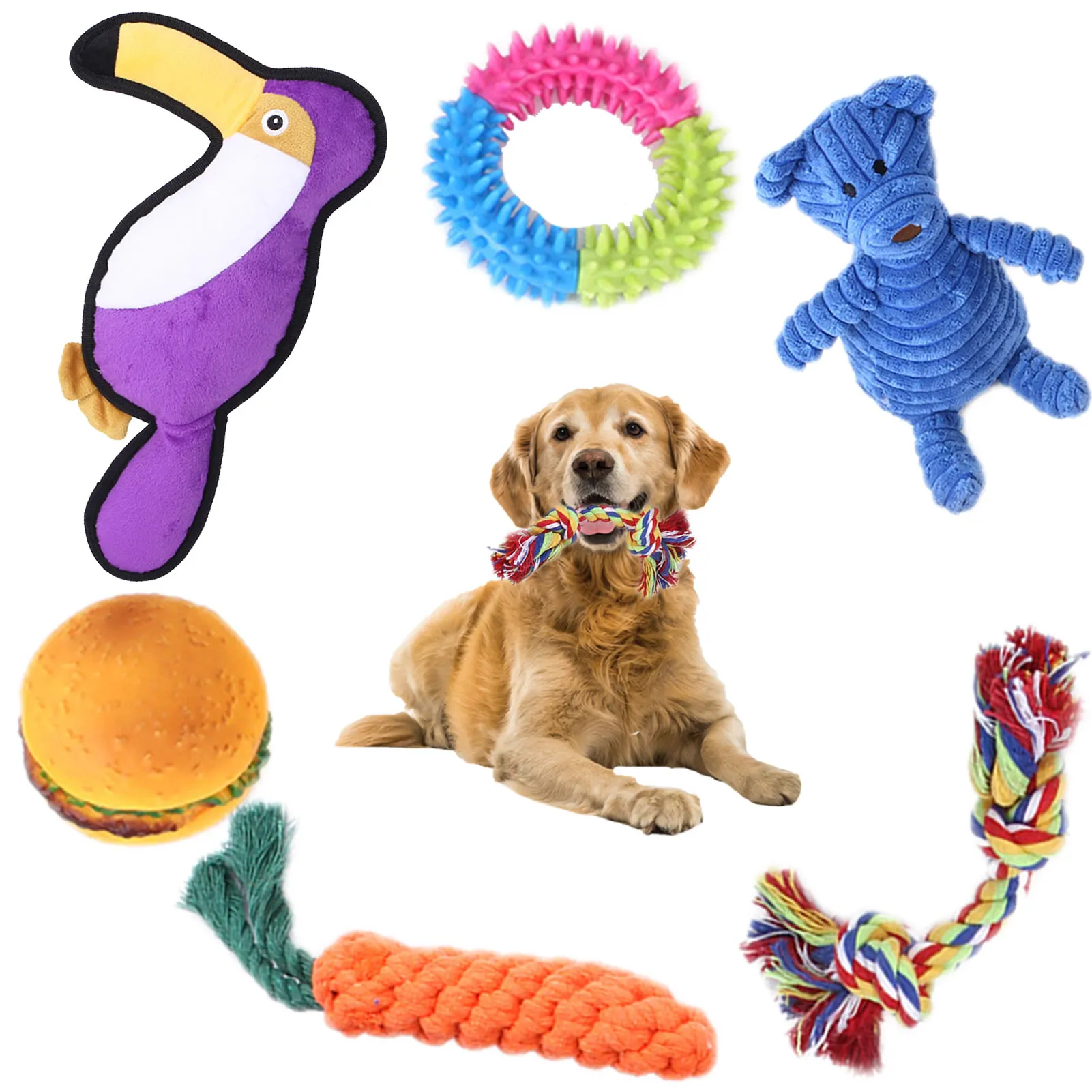 

Dog Toy Set 6PCS Puppy Cleaning Teeth Chew Toy Durable Bite Resistant Dog Teething Toys Pet Supplies