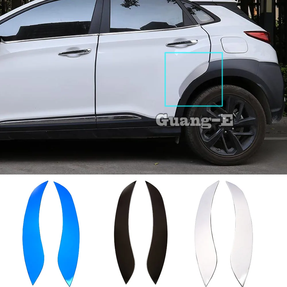 

For Hyundai Kona Encino Kauai 2017 2018 2019 2020 Base Cover Rear Stainless Steel Back Spoiler Side Triangle Wheel Eyebrow Trim