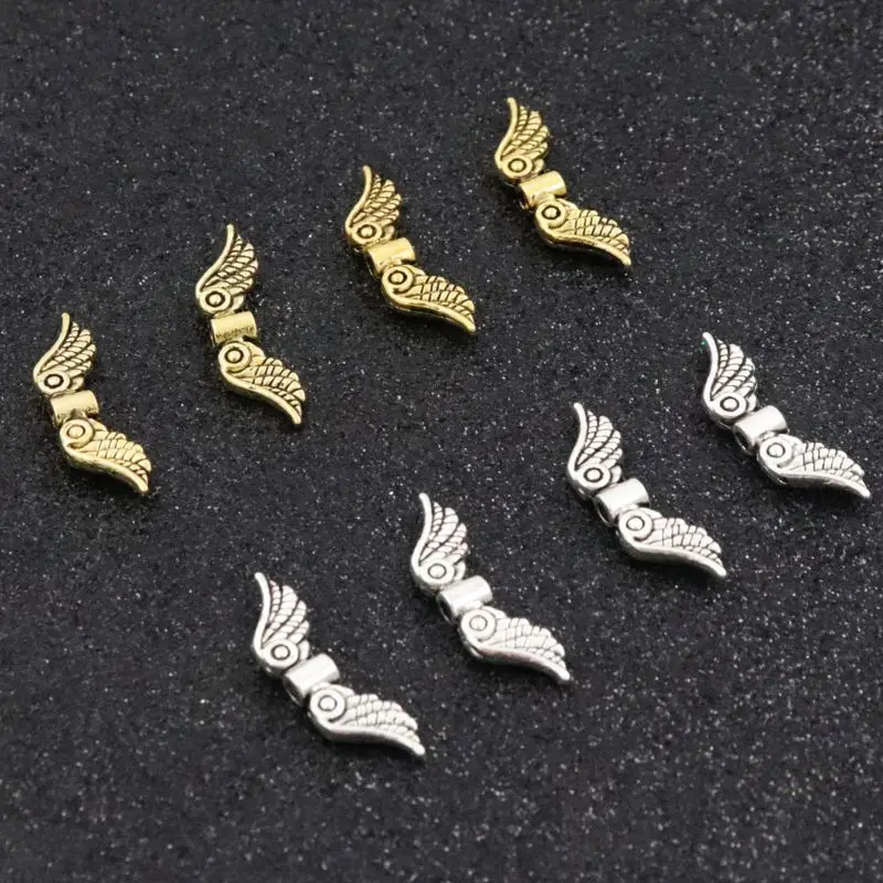 

Width 24MM Hole 1.8mm Wing Tibetan Silver Gold Color Metal Spacer Bead For Jewelry Finding Jewelry Bead Handmade DIY Accessories