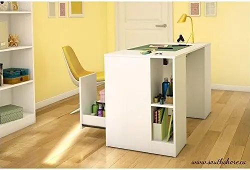 

Craft Table with Open and Closed Storage, Pure White