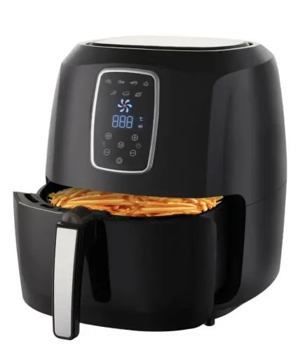 

XL 5.5 Quart Air Fryer Black with Digital LED Touch Display Non-Stick Coated Basket Oil-Less