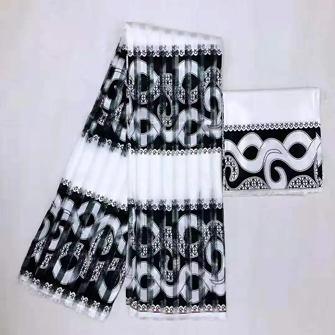 Белая и черная африканская ткань атласный материал из органзы нигерийские Ткани