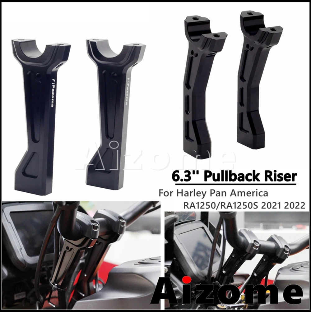 

Upright/Curved CNC 6.3" Tall Risers Motorcycle Handlebar Riser Mount Clamp For Harley Pan America 1250 Special RA1250S 2021-2022