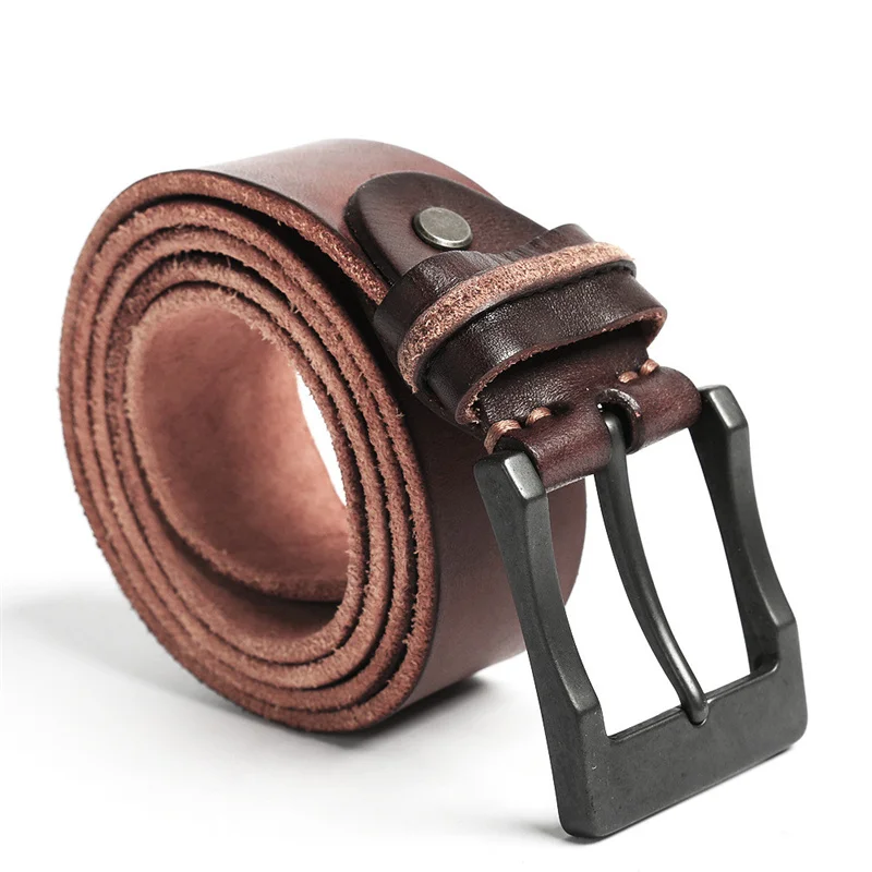 

High Quality Top Layer Cowhide Belt Leisure Genuine leath Men's Belt Copper Buckle Thickening And Widening