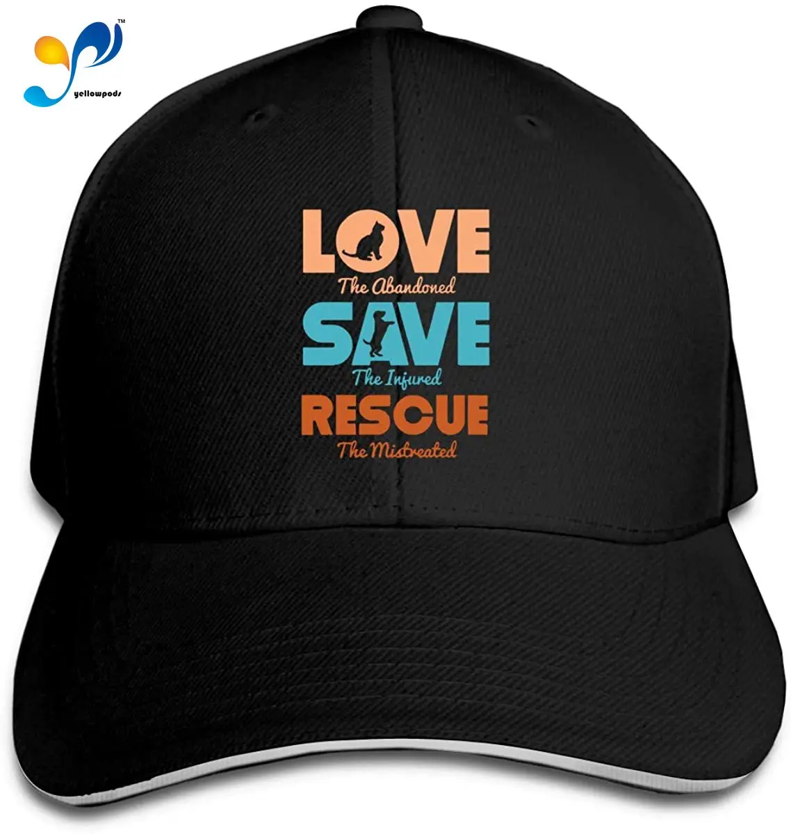 Printed Love Cat Save Dog Animal Rescue Women And Men's Classic Pointed Cap Cap animal rescue tigers